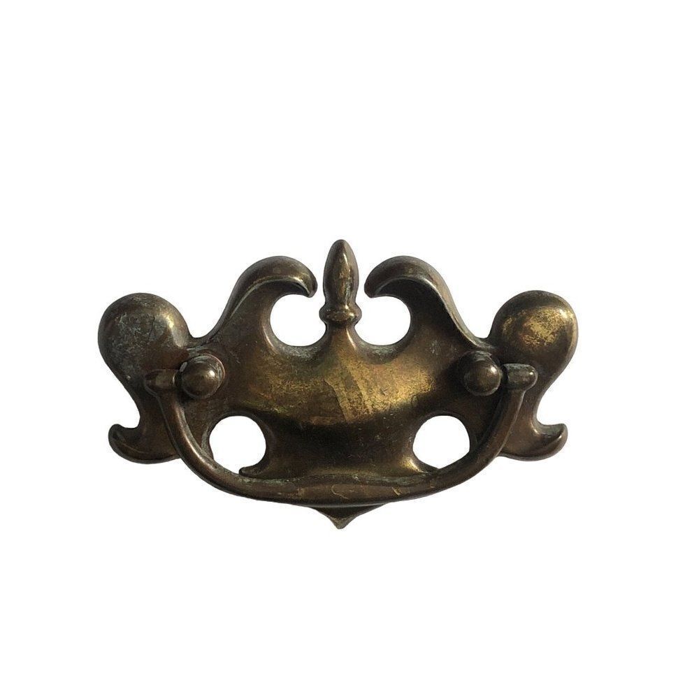 Vintage Drop Handle Drawer Pull Hardware Solid Brass